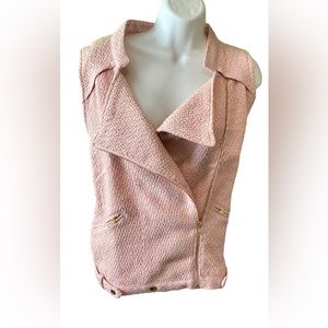 NWT! Beautiful Motorcycle Tweed Vest Randolph Duke Light Pink Gold Zip L Moto
